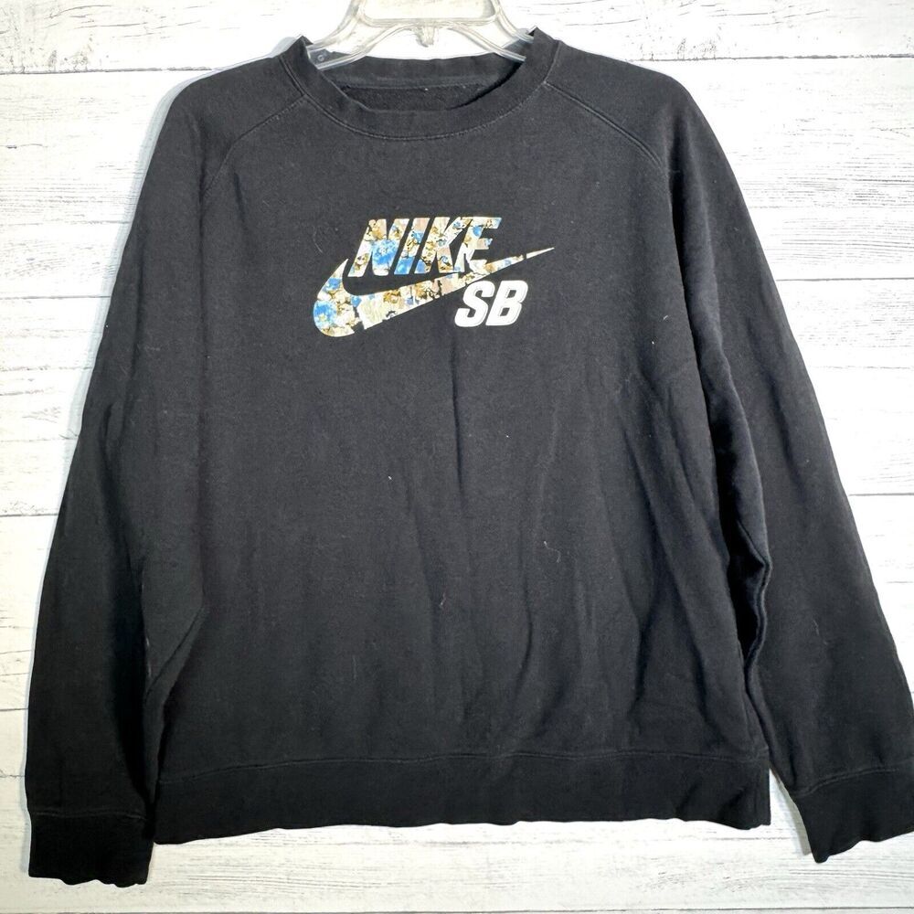 Nike SB Black Crewneck Sweatshirt Camo Spell Out Skateboarding